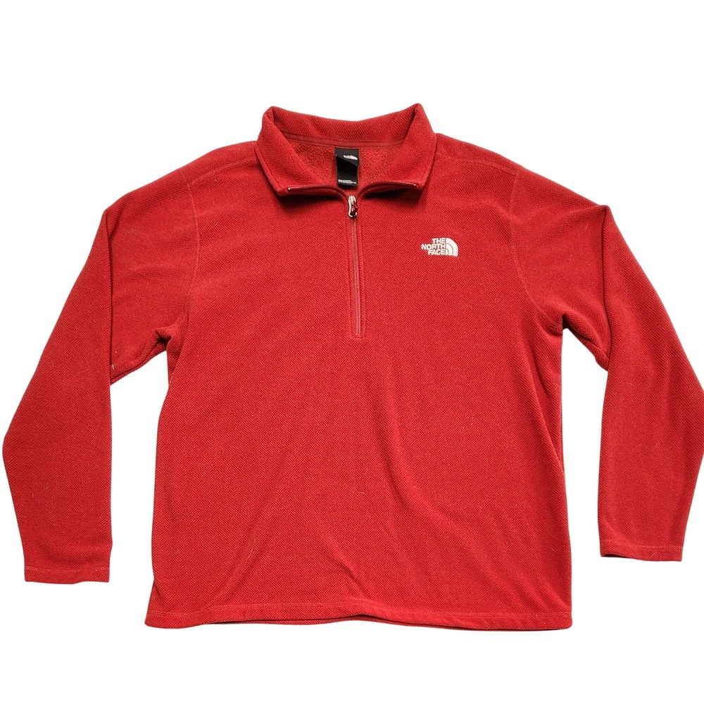 The North Face TKA 100 Quarter Zip Fleece Pullover Red Gorpcore Mens XXL